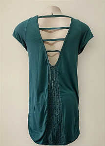 Blusa Mullet Tiras Shine Verde Musgo