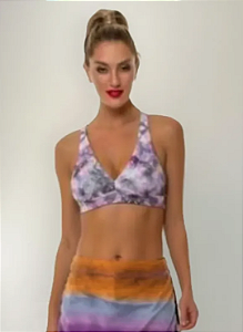 Top Nadador Bojo Lilás Estampado