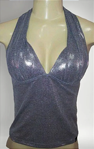 Blusa Frente Única Glitter Chumbo