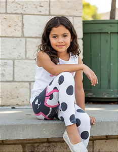 Legging Infantil Digital Gato Poá Grátis uma Tiara