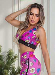 Blusa Curta Digital Rosa