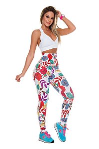 Legging Zíper Estampada Vermelha