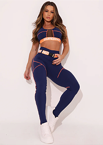 Legging Cós Médio Superhot Comfy Azul Marinho CAL5428 Proteção UV50+