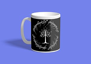 Caneca Árvore de Gondor e Escritos do Anel. 325ml