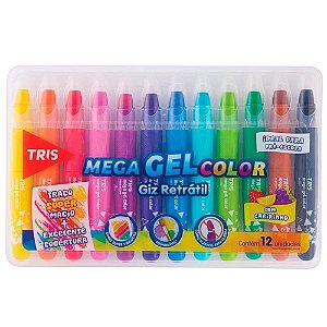 Giz Retrátil Gel Mega Color Tris 12 Cores