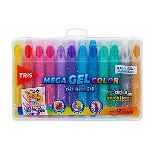 Giz Retrátil Mega GEL Color Tris 12 Cores Metálicas