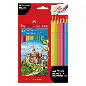 Lápis de Cor Neon Faber Castell 12 cores + 6 Cores Neon