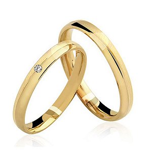 Par de Alianças 3 mm Reino Unido - Ouro 18K