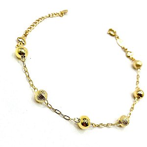 PULSEIRA ESFERAS BANHADA A OURO
