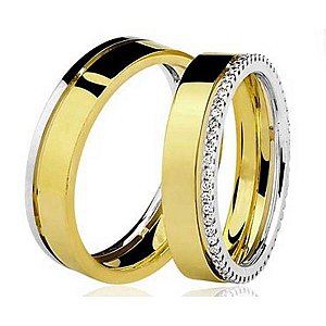 PAR DE ALIANÇAS BODAS 6MM ESLÔVENIA - OURO 18K