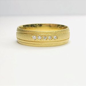 Par de Alianças 6mm com Pedras de Zircônia - China - Ouro 18k