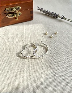 Conjunto Brincos Argola de Coração Prata 925