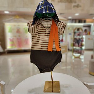 Body Bebê Luxo Turma do Chaves com Gorro Xadrez