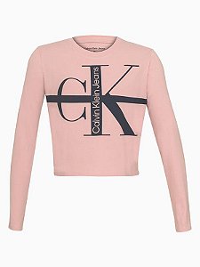 Camiseta Crop Ml Rosa Claro Calvin Klein - 6040400