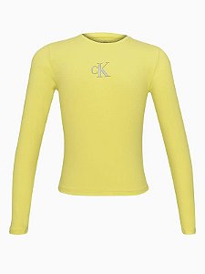 Camiseta Crop Cotton Amarelo Fluor Calvin Klein - 603012