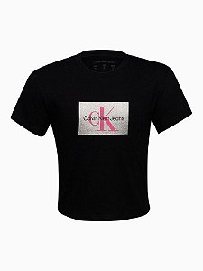 Camiseta Mc Crop Logo Preto Calvin Klein - 1000987