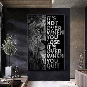 Quadro Decorativo Leão com Frase Motivacional Para Sala e Escritório