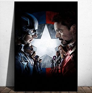 Quadro Decorativo Capitão América Contra Homem de Ferro