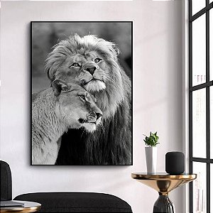 Quadro Decorativo Casal de Leões