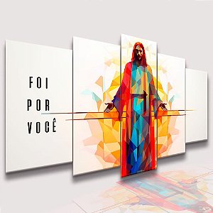 Mosaico 5 Peças para Sala Jesus Cristo foi por você