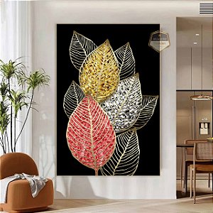 Quadro Decorativo Sala de Estar Pintura Folhas