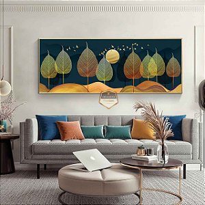 Quadro Decorativo Sala de Estar Pintura Folhas