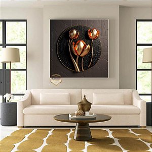 Quadro Decorativo Sala de Estar Pintura Flor