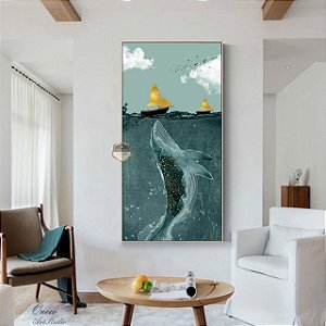 Quadro Decorativo Sala de Estar Pintura Barquinho