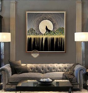 Quadro Decorativo Sala de Estar Pintura Lobo rugido