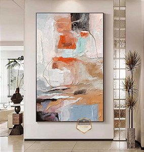 Quadro Decorativo Sala de Estar Pintura Abstrato