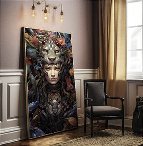 Quadro Decorativo Sala de Estar Pintura Abstrato Mulher