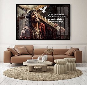 Quadro Decorativo Sala de Estar Pintura Leão e Jesus