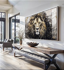 Quadro Decorativo Sala de Estar Pintura Leão