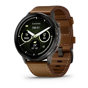 Relógio Smartwatch Garmin Venu 4 Couro Marrom 45mm