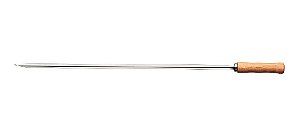 Espeto Simples Aço Inox Para Churrasco Cabo Em Madeira 75cm