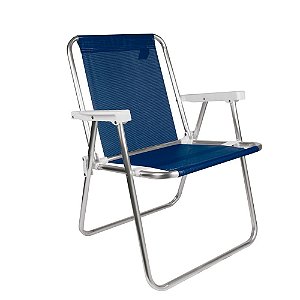 Cadeira de Praia Alta Alumínio Sannet Azul Escuro 110kg Mor