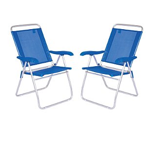 Kit 2 Cadeira de Praia Boreal Porta-Copos Azul-Claro Mor