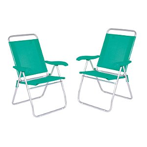 Kit 2 Cadeiras de Praia Boreal Porta-Copos Verde Mor