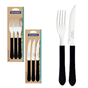 Kit 120 Talher Garfo Faca Carne C/ Serra Buffet Restaurante