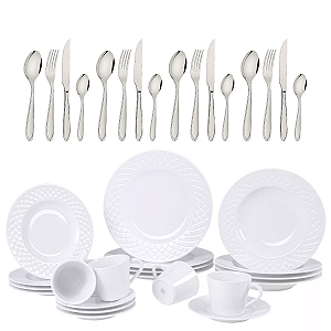 Aparelho de Jantar Porcelana 20 pcs + 16 Talheres Tramontina
