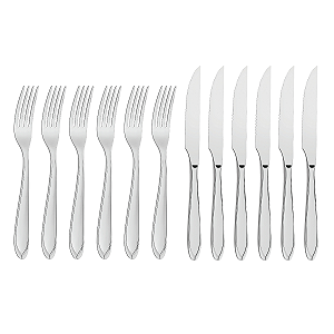 12 Talheres 6 Garfos + 6 Facas Carne C/ Serra Inox Cozinha