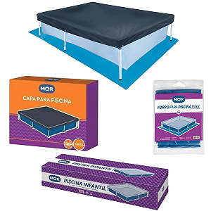 Kit Forro + Capa + Piscina Infantil Retangular 1500L Mor