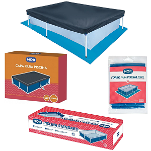 Kit Capa + Forro + Piscina Infantil Retangular 2000L Mor