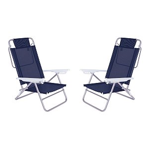 kIT 4 Cadeiras 6 Posições Azul Escuro Summer