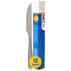 Kit C/ 12 Facas De Mesa Aço Inox Classic Jantar Almoço Mec G