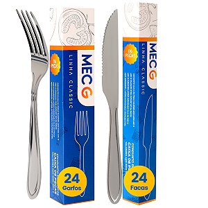 Faqueiro 48 Talheres 24 Garfos 24 Facas De Mesa Inox Mec G
