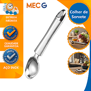 Colher de Sorvete Em Aço Inox Pegador Sobremesa Mec g Essencials