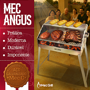 Churrasqueira A Carvão Aço Inox Galvanizado Desmontável Duas Grelhas Mec Angus 65X40 Mec Grill