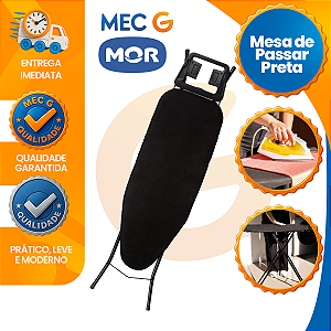 Mesa Tábua de Passar Preta Com Suporte Para o Ferro de Passar Regulagem de Altura