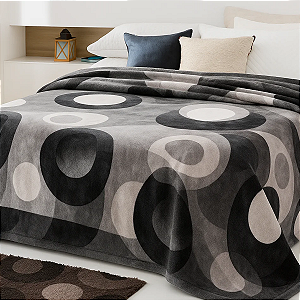 Cobertor inverno Grosso Bolinha Casal Pesado Macio Quentinho Cinza com Preto